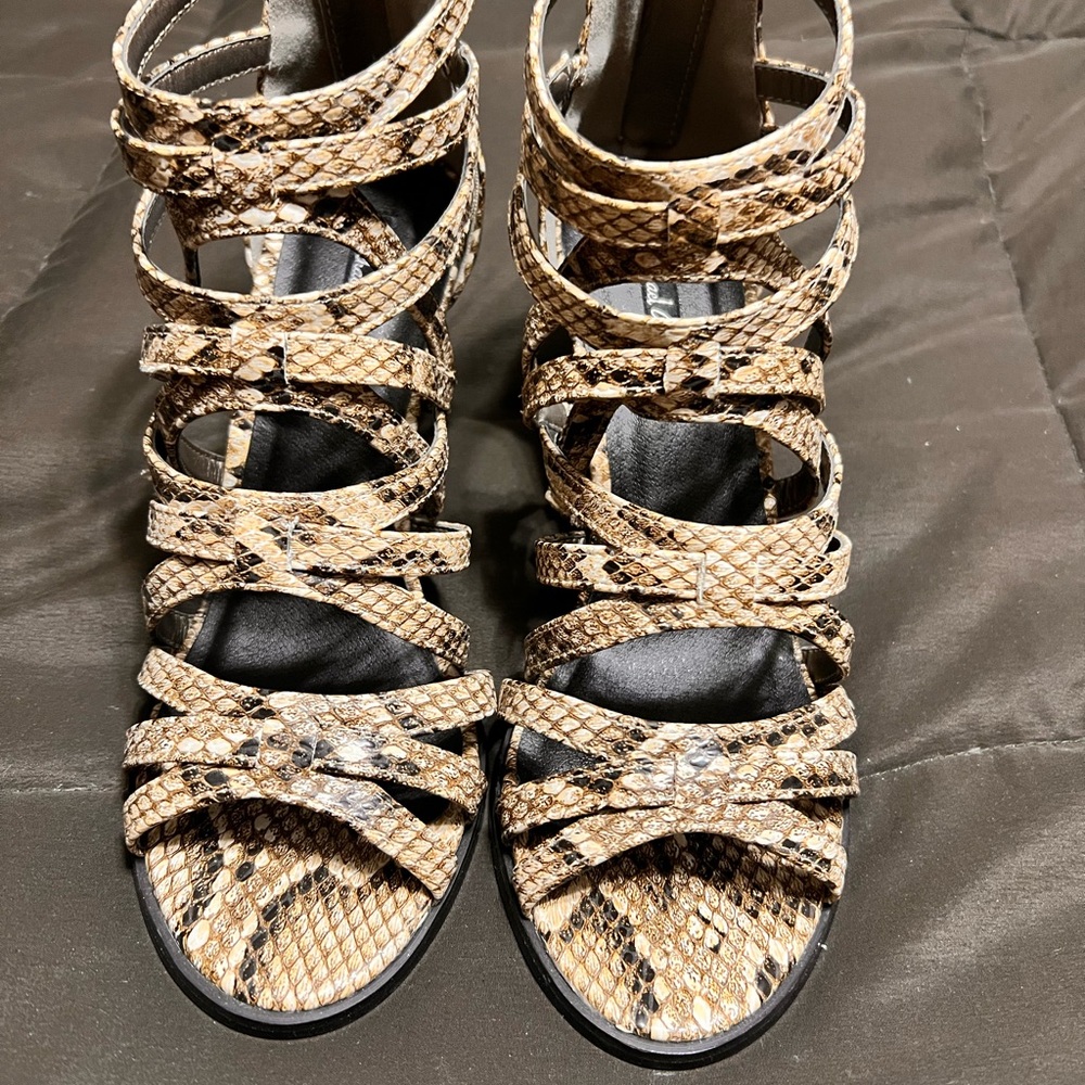 Michael Antonio Tan and Black Strappy Sandals